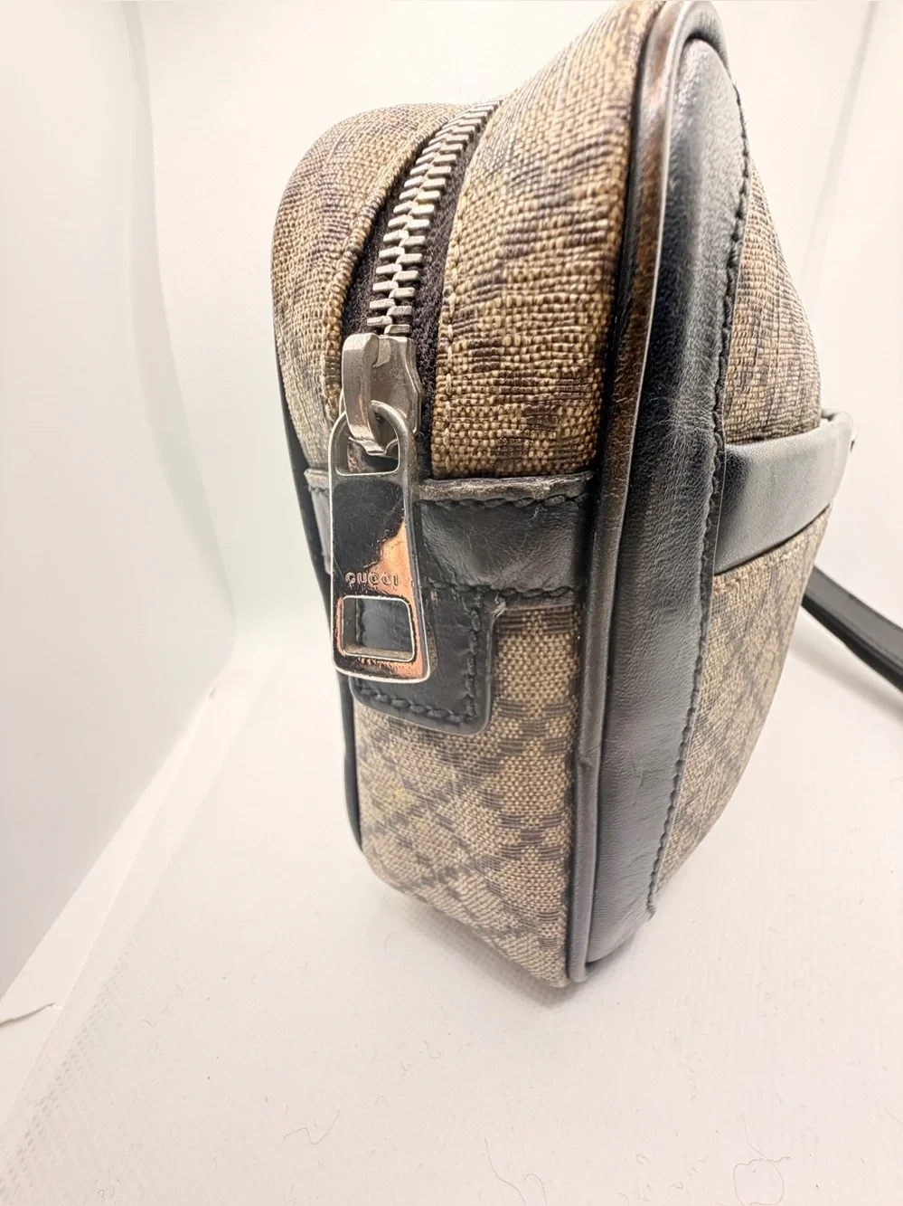 Gucci diamanté Brown and Black Toiletry Wristlet Bag